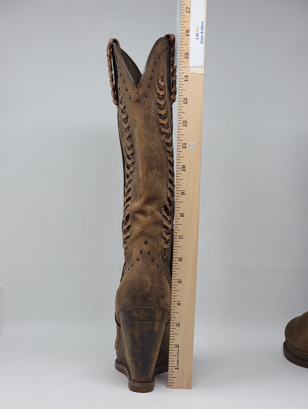Ariat Nashville western Wedge Women Brown Leather Cowboy Boots Size 8B Pre-owned - Picture 6 of 11